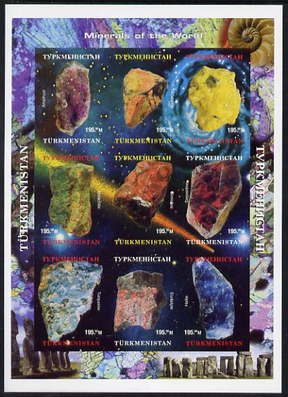 Turkmenistan 1999 Minerals imperf sheetlet containing 9 values unmounted mint