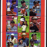 Chad 2002 Champions of Golf perf sheetlet containing 9 values unmounted mint. Note this item is privately produced and is offered purely on its thematic appeal.