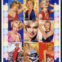 Benin 2002 Marilyn Monroe #2 imperf sheetlet containing set of 9 values unmounted mint. Note this item is privately produced and is offered purely on its thematic appeal