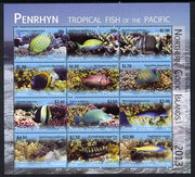 Cook Islands - Penrhyn 2013 Tropical Fish of the Pacific definitive perf sheetlet containing 12 values unmounted mint