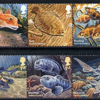 Great Britain 2014 Sustainable Fish perf set of 10 (2 strips of 5) unmounted mint